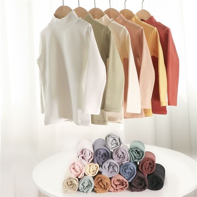 女童打底衫加厚保暖儿童男童秋冬半高领男孩纯棉上衣内搭女孩长袖