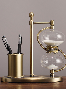 创意办公室笔筒摆件轻奢沙漏计时器送领导书桌办公桌装饰送礼品盒