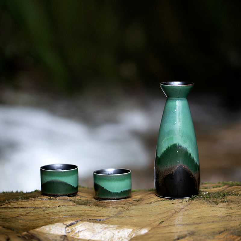 山水间 春山窑变酒具套装 景德镇陶瓷酒壶清酒白酒中式复古风酒杯