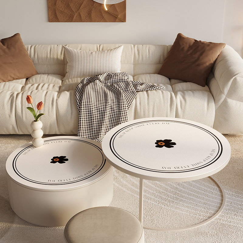 茶几壁纸轻奢高级感防水防油耐脏PVC皮革桌垫家用客厅圆形茶几垫,居家布艺,桌布,淘宝优惠券,粉丝福利购,淘宝优惠卷