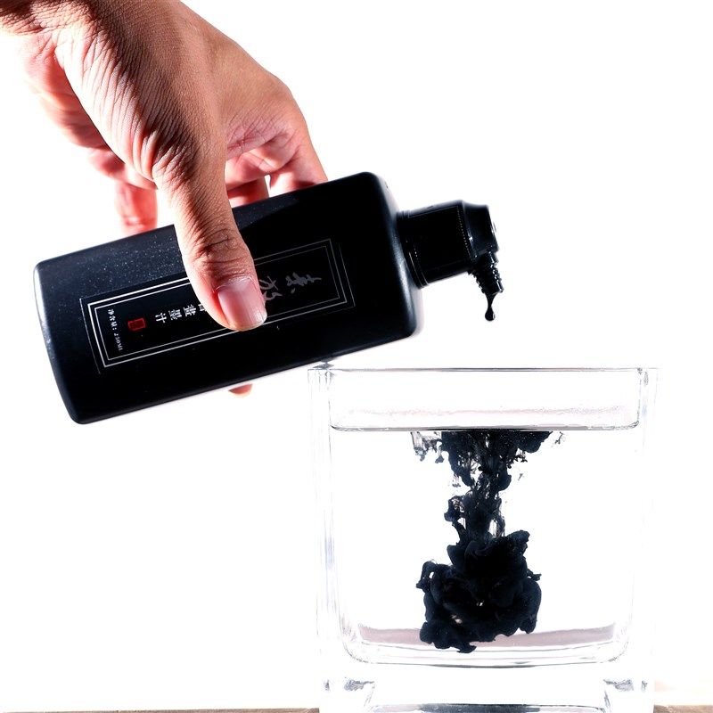 素放斋墨汁毛笔墨水大瓶装宣纸书画墨液金粉银色白色朱红色彩墨液