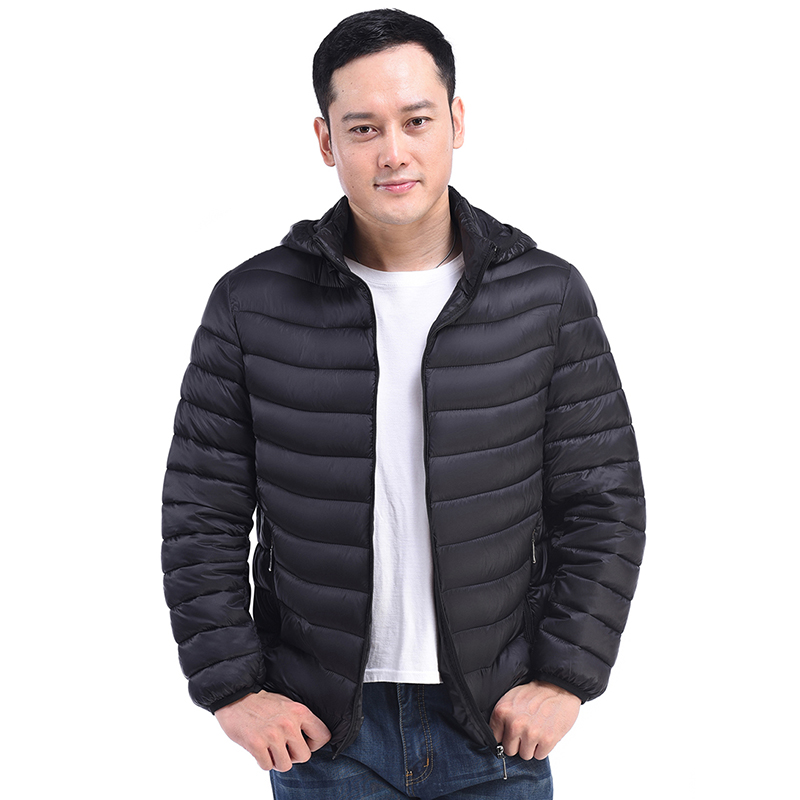秋冬新款青年男装轻薄羽绒棉衣休闲外套中年男士棉服带帽大码冬装