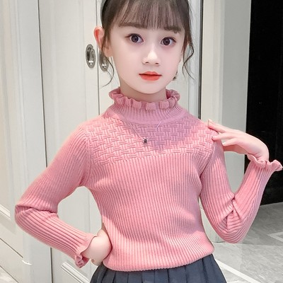 女童毛衣冬加厚儿童加绒打底衫秋冬2021年新款中大童女孩黑色针织