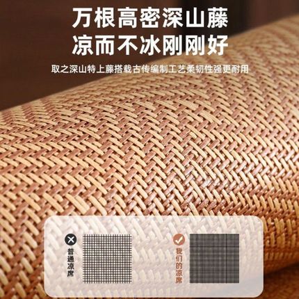新款藤编凉席地毯夏季卧室床边毯家用榻榻米客厅地垫冰藤席子软垫