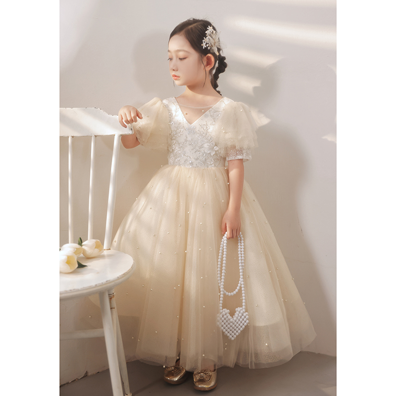 儿童礼服公主裙小女孩生日走秀主持人钢琴演奏礼服女童演出服高级