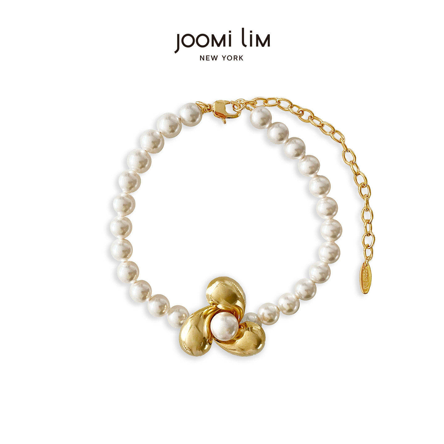 JOOMiLiM茱蜜商场同款阿蕾西斯复古百搭设计感仿珍珠花朵项链情侣