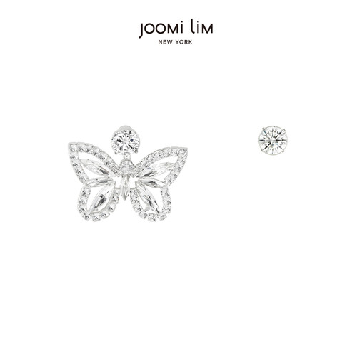 JOOMiLiM茱蜜水晶蝴蝶不对称耳饰百搭高级感轻奢时尚耳钉女小众
