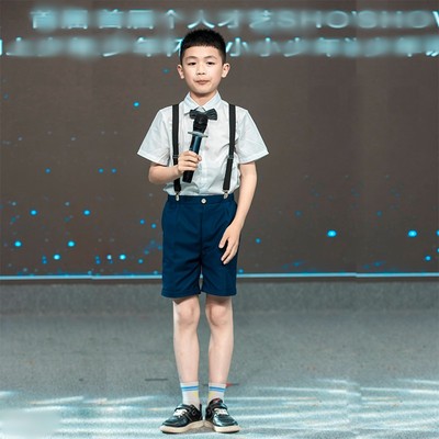 男童朗诵演出服演讲礼服表演儿童小主持人服装男孩口才比赛套装夏