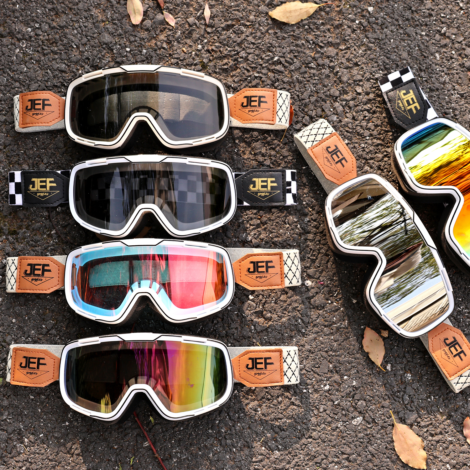 台湾JEF机车护目镜安全帽通用护目镜覆古机车骑行防晒风沙越野眼