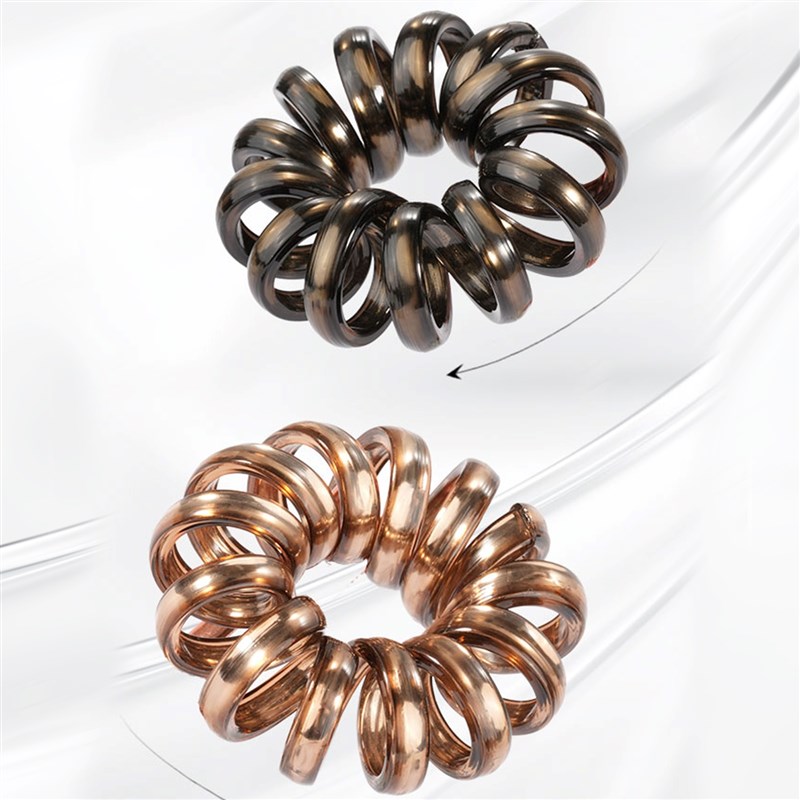 M2ka黑金色电话线女头绳高马尾高弹力不勒发无扎痕丸子头皮筋头饰