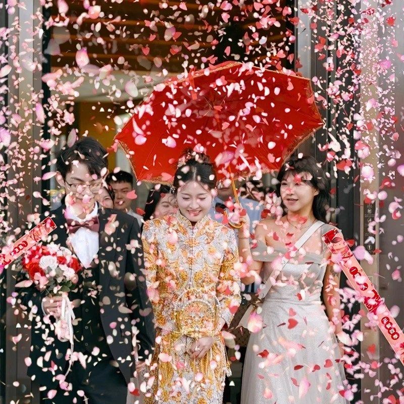 吾家婚品结婚花瓣礼炮礼花筒粉色玫瑰礼筒炮手拧花筒婚礼喷花礼花