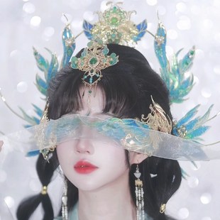 清月鹿鸣【精卫神女】古风二次元 cos凤凰青鸾神女风发冠头饰面饰