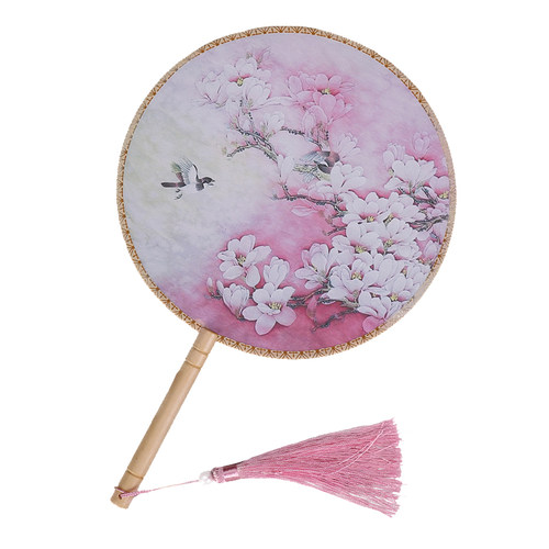 古风舞蹈表演双面团扇旗袍走秀汉服宫扇中国风女古典中式圆形扇子