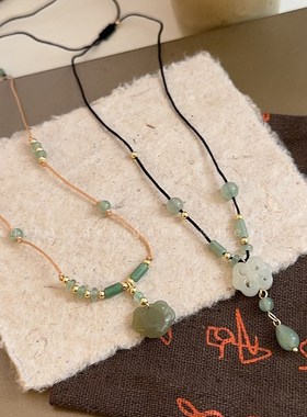 新中式平安锁项链女款2024新款爆款轻奢小众高级感编绳锁骨链配饰