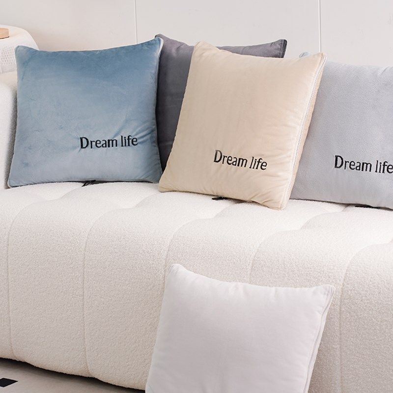 抱枕被子两用空调被夏季午休办公室小被子二合一靠枕刺绣毯子纯棉