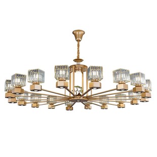 新中式金色水晶吊灯餐饮店带射灯酒饭店别墅包间包厢超大圆桌吊灯