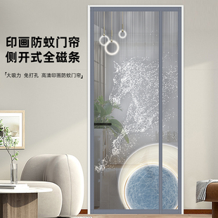 家用卧室免打孔纱窗纱帘磁性全磁条加密自吸纱门 侧开门帘防蚊夏季