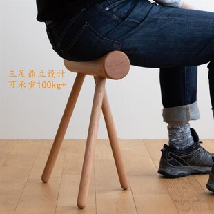 日式 橡木梳妆凳 纯实木换鞋 凳可折叠长条凳家用门口小凳子创意个性