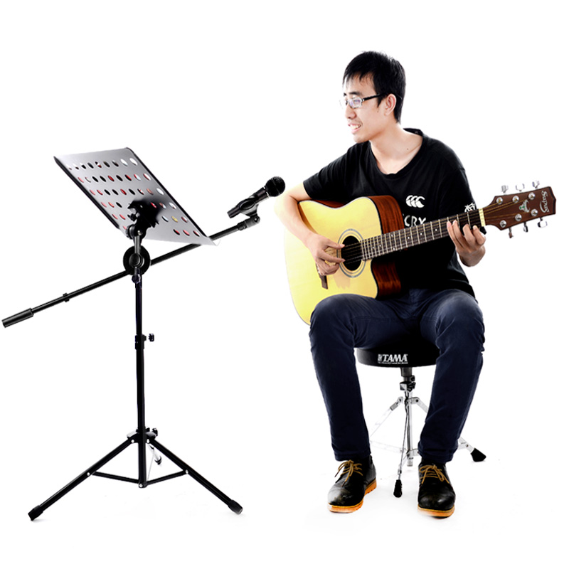 手机话筒支架落地立式舞台演出吉他直播麦克风带乐谱一体架子