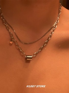 双层链条小蛮腰男款项链女生冷淡风小众设计嘻哈高级感毛衣卫衣链