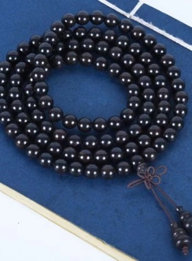 黑檀佛珠手串男女款108颗手錬紫檀金丝楠木黄花梨沉香阴沉木手串