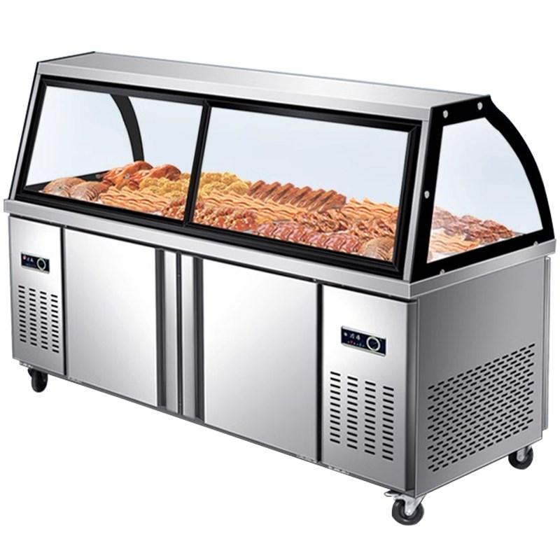 熟食展示柜商用鸭脖卤肉点菜柜超市保鲜柜凉菜弧形玻璃保鲜冷冻柜