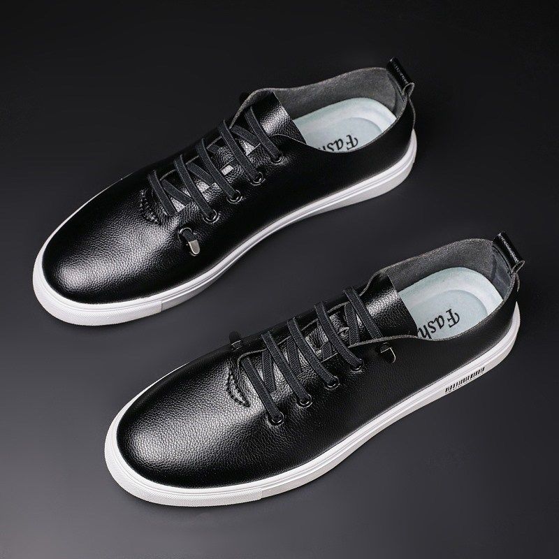 男鞋小白鞋夏季款透气潮流夏天鞋子男款软底英伦懒人一脚蹬小皮鞋