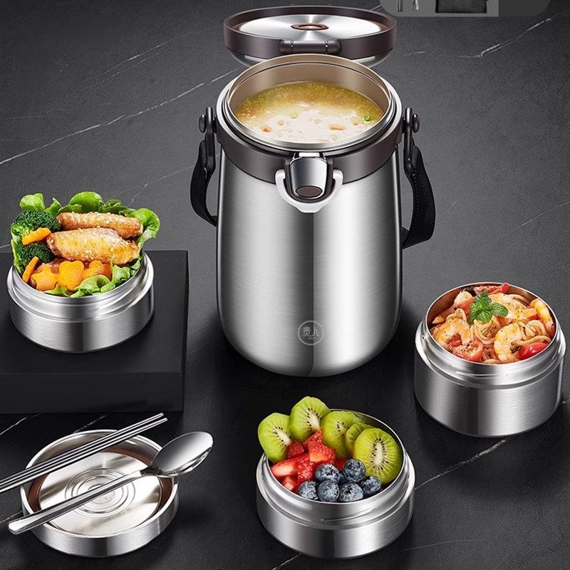 24小时超长保温饭盒桶冬季316不锈钢学生大容量便携多层4层上班族