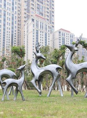 户外美陈简约线条抽象鹿景区幼儿园广场公园景点小区装饰景观摆件