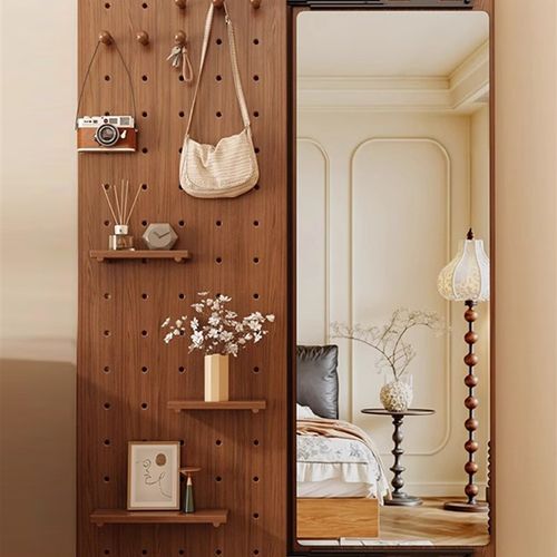 隐形洞洞板穿衣镜一体隐藏式遮挡推拉试衣镜可关闭壁挂玄关全身镜