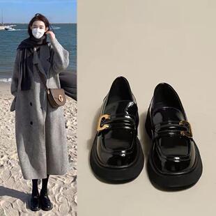 百搭复古英伦风乐福鞋 新款 子 女2025秋季 超软～一脚蹬厚底小皮鞋