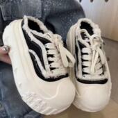 时尚 欧货厚底乞丐帆布包头半拖女2025秋季 丑萌大头面包鞋 休闲松糕