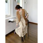 马甲碎花长袖 连衣裙女两件套春秋2025新款 温柔风一整套穿搭穿搭