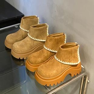 厚底短筒百搭靴 松糕增高马丁短靴秋款 专为小个子设～2025秋季 新款