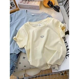 高腰显瘦露脐短款 新款 设计感甜辣上衣 t恤女正肩纯棉2025夏季 短袖