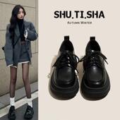 6CM～玛丽珍厚底乐福鞋 黑色系带英伦小皮鞋 女百搭2025年秋季 新款