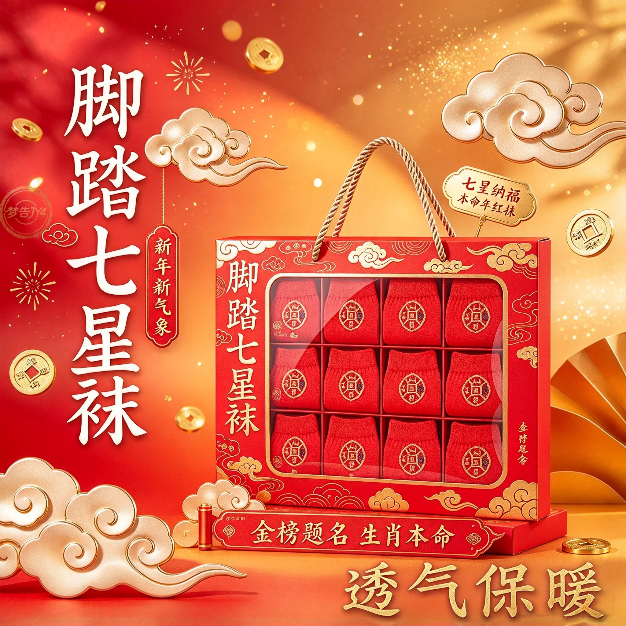 七星连珠本命年结婚中长袜