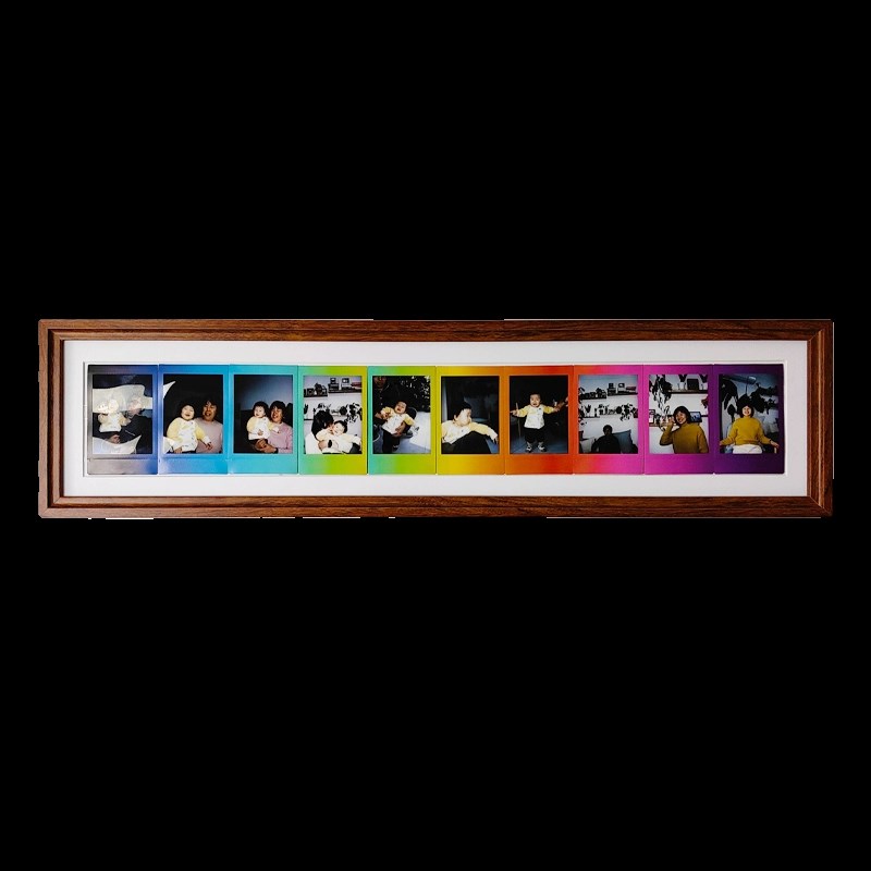 彩虹相框拍立得相纸实木宽幅5寸相框框架mini3寸摆台挂墙