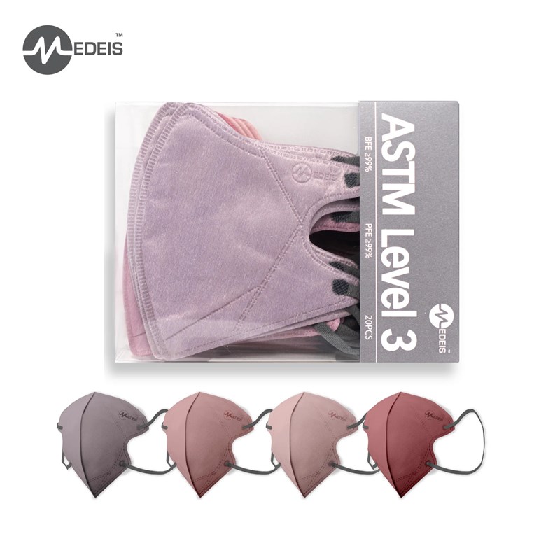 香港MEDEIS口罩3D立体多色混搭时尚彩色渐变薄款透气面罩20个装