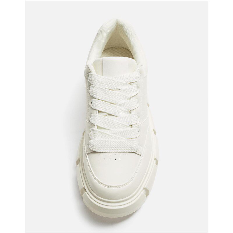 时尚男鞋白色块状厚底运动鞋面包鞋平底软底增高低帮潮流小白鞋