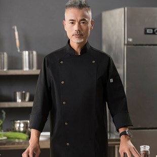厨师工作服男长袖秋冬装酒店饭店烘焙蛋糕店厨师长总厨厨师服