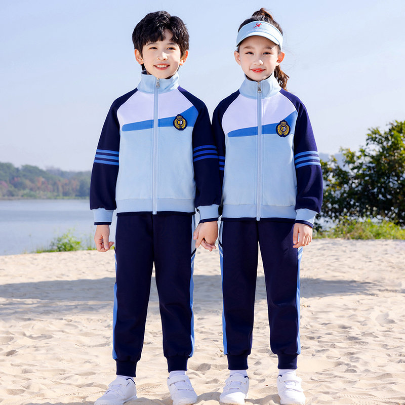 儿童校服套装小学生班服春秋三件套运动蓝色毕业照幼儿园园服夏季