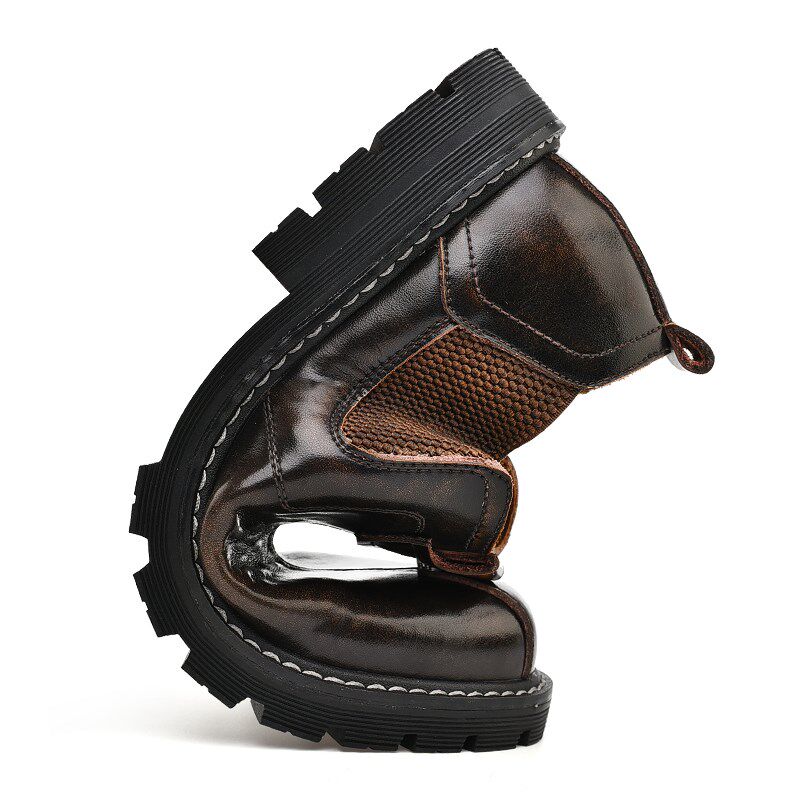 春季低帮套脚一脚蹬工装鞋男防滑马丁靴男士潮流休闲皮鞋男靴