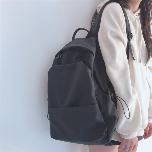 森系大容量纯色电脑o双肩包女韩版百搭书包男高中青年背包女大学