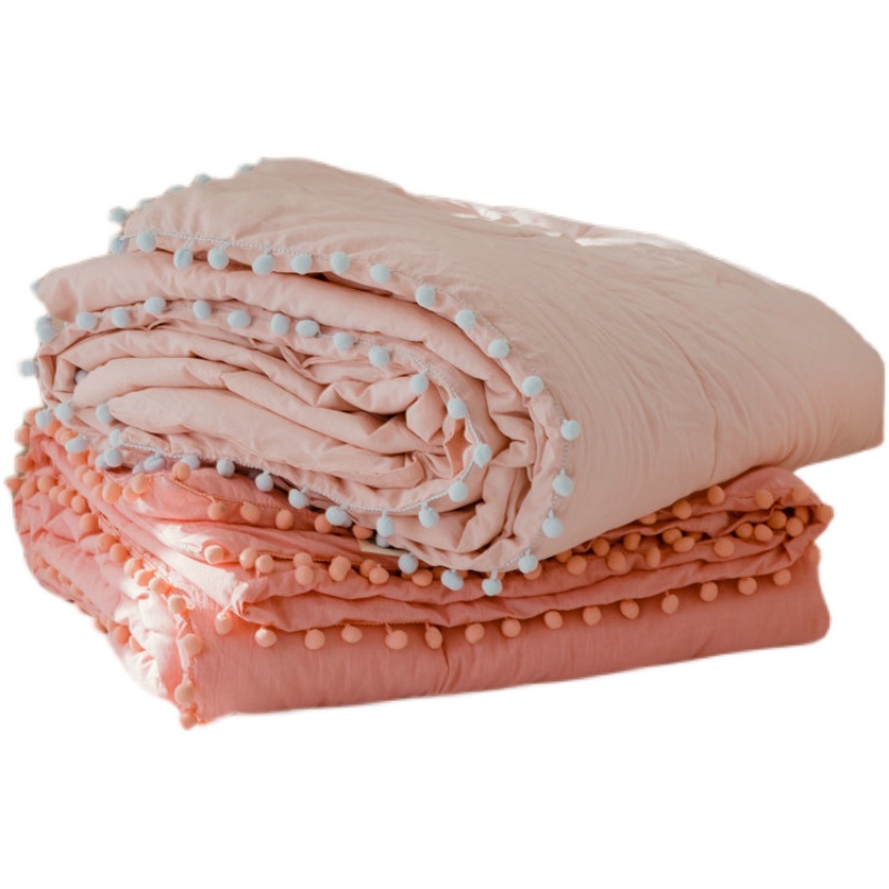 日系少女风球球夏凉被全棉水洗棉单人纯棉空调被夏季薄款被子宿舍