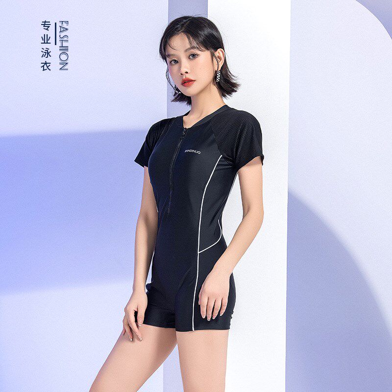 泳衣女士新款爆款保守连体平角游泳馆遮肚显瘦泡温泉泳装定制