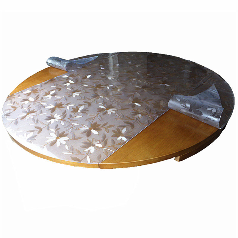 伸缩折叠椭圆形塑料桌布印花软玻璃防水防油加厚圆桌面胶垫保护垫