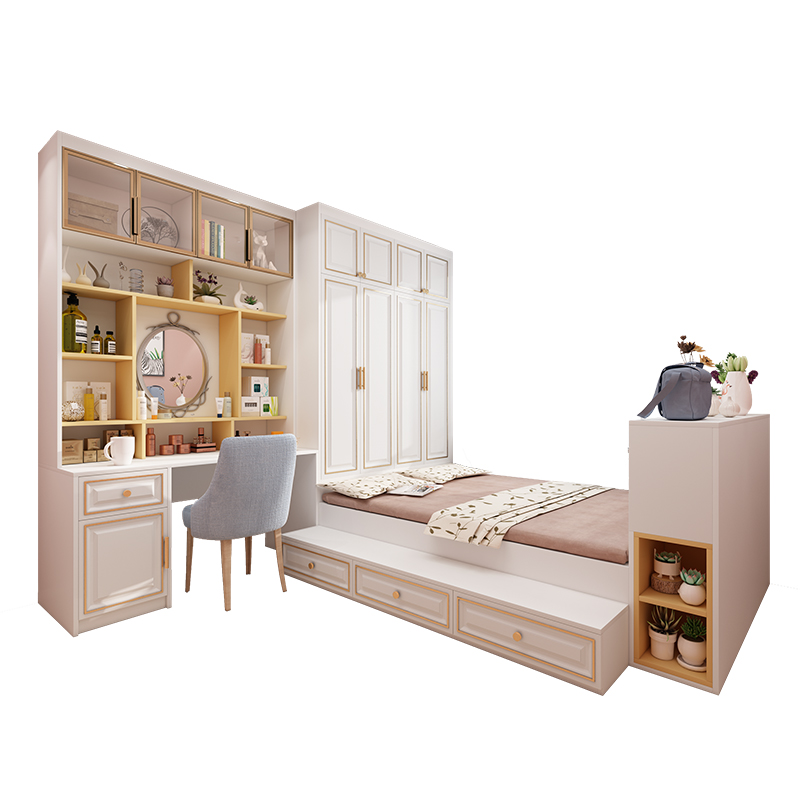 榻榻米床衣柜一体定制整体塌塌米现代简约踏踏米卧室儿童房女孩房