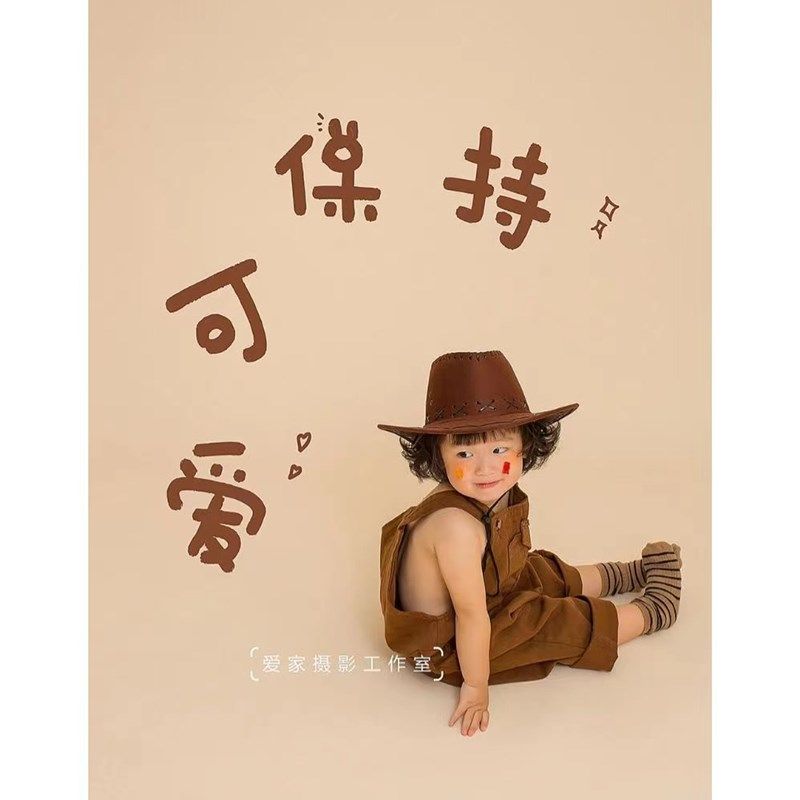 儿童摄影服装牛仔背带裤可爱男女宝宝拍照服装影楼艺术照拍摄道具