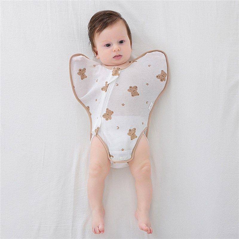 婴儿睡袋夏季薄款网纱透气投降式宝宝防惊跳0-5月新生儿睡袋